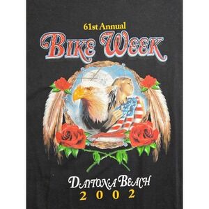 VTG Bike Week 2002 Daytona Beach Rose‎ Eagle T-shirt Women XXL Black Long Sleeve